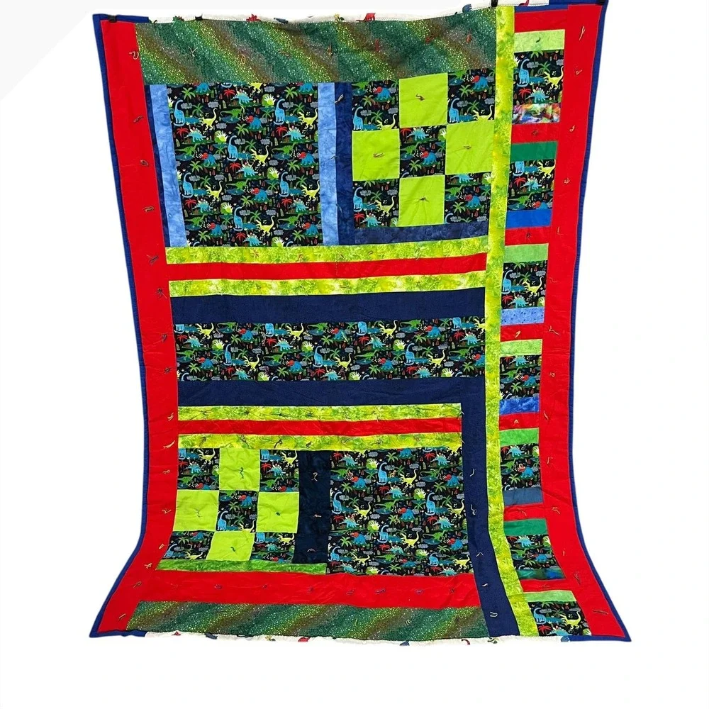 Dinosaur Patchwork‎ Twin Quilt 60x80 Colorful Kids Bedding